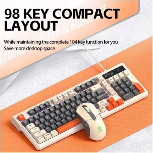 T-Wolf TF330 Wired Milk Tea Gaming Keyboard & Mouse Combo - 2