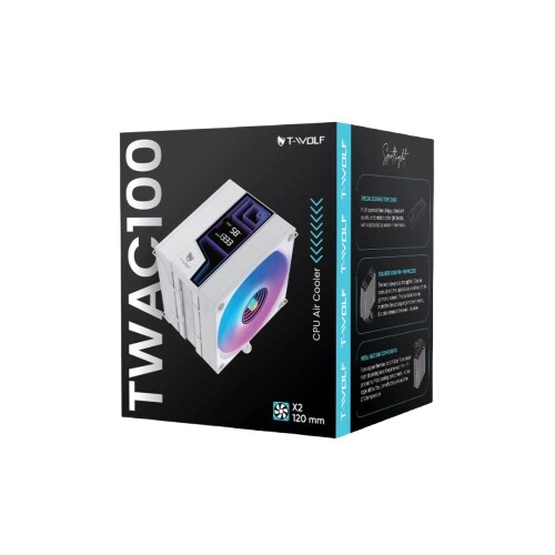 T-Wolf TW AC100 CPU Air Cooler with Display (White) - 1