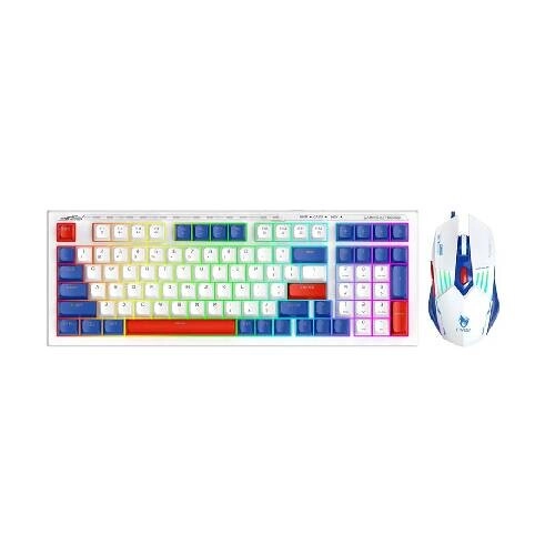 T-WOLF TF610 Wired Keyboard & Mouse Gaming Combo - Blue & White