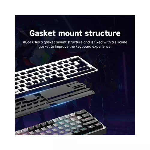 Zifriend AG61 Gasket Side RGB Yellow Switch streamer Mechanical Keyboard (Black&White&Light Brown) - 2