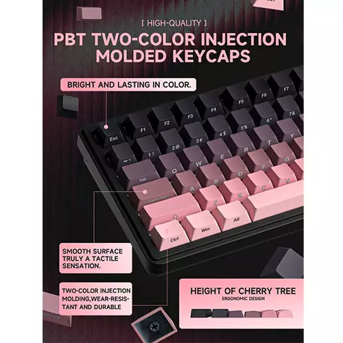 Zifriend RX75 Pro Tri-Mode RGB Gaming Mechanical Keyboard with knob (Blue Switch) - 1