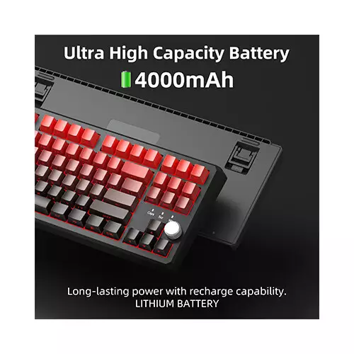 Magegee SKY87 Tri-mode Side-printed Gasket Mounted Mechanical Keyboard (Red & Black)-gallery-4