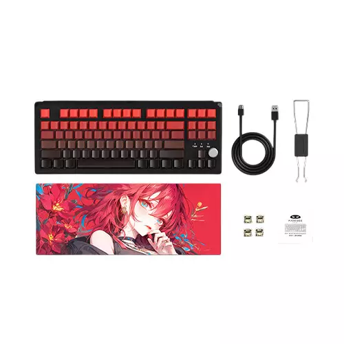 Magegee SKY87 Tri-mode Side-printed Gasket Mounted Mechanical Keyboard (Red & Black)-gallery-1