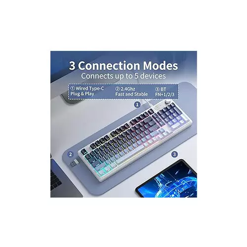 MageGee GK960 Tri-Mode RGB Gaming Keyboard (Black Blue)-gallery-3