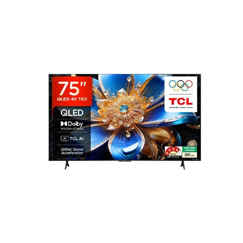 TCL 75T6D 75 Inch 4K UHD Smart QLED Google TV - 1