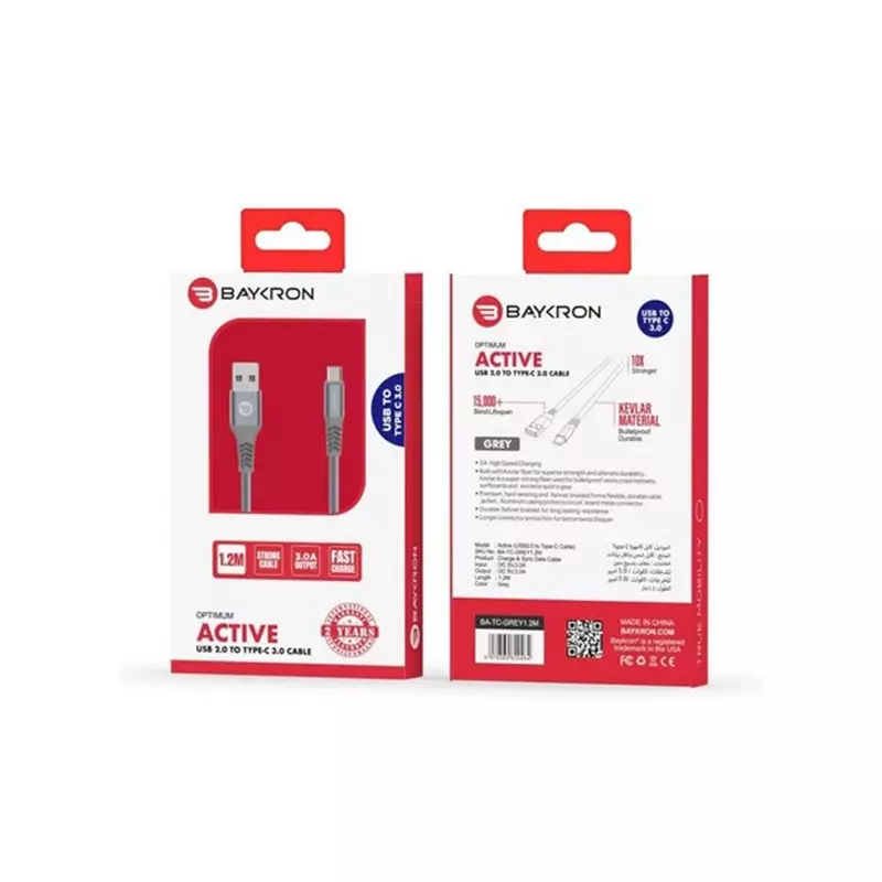 Baykron USB A To Type C 1.2M Cable