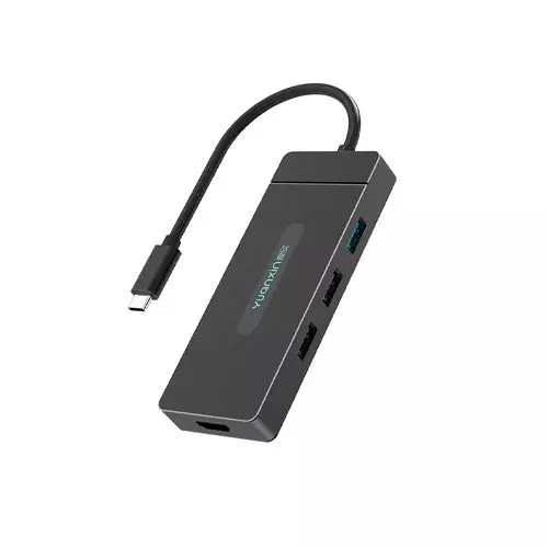 Yuanxin Type-C Male to HDMI TF & SD Female Black Converter