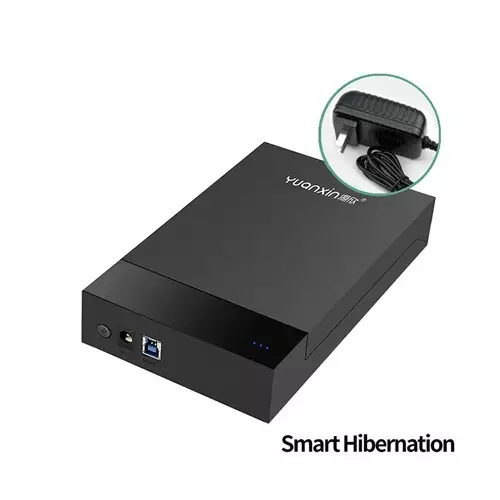 Yuanxin 3.5 Inch SATA HDD Enclosure with Power Adapter black-gallery-1