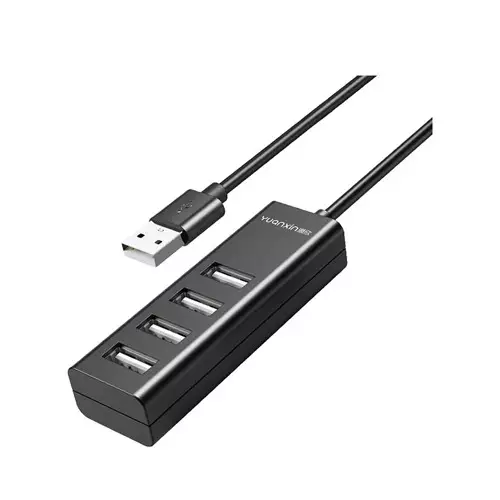 Yuanxin Type-C Male to Quad USB Female Hub Black