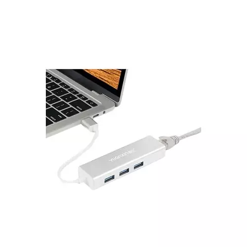 Yuanxin X-3561 USB Male to Tri USB & LAN Female Converter (White) - 1