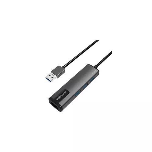 Yuanxin X-3518A USB Male to Tri USB & LAN Female Converter (Black) - 1