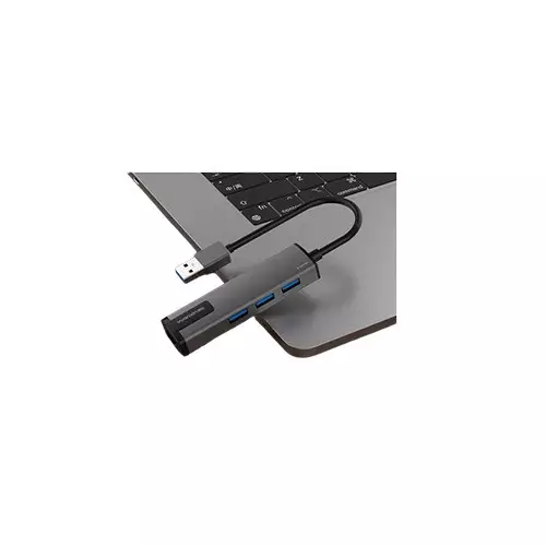 Yuanxin X-3518A USB Male to Tri USB & LAN Female Converter (Black) - 3
