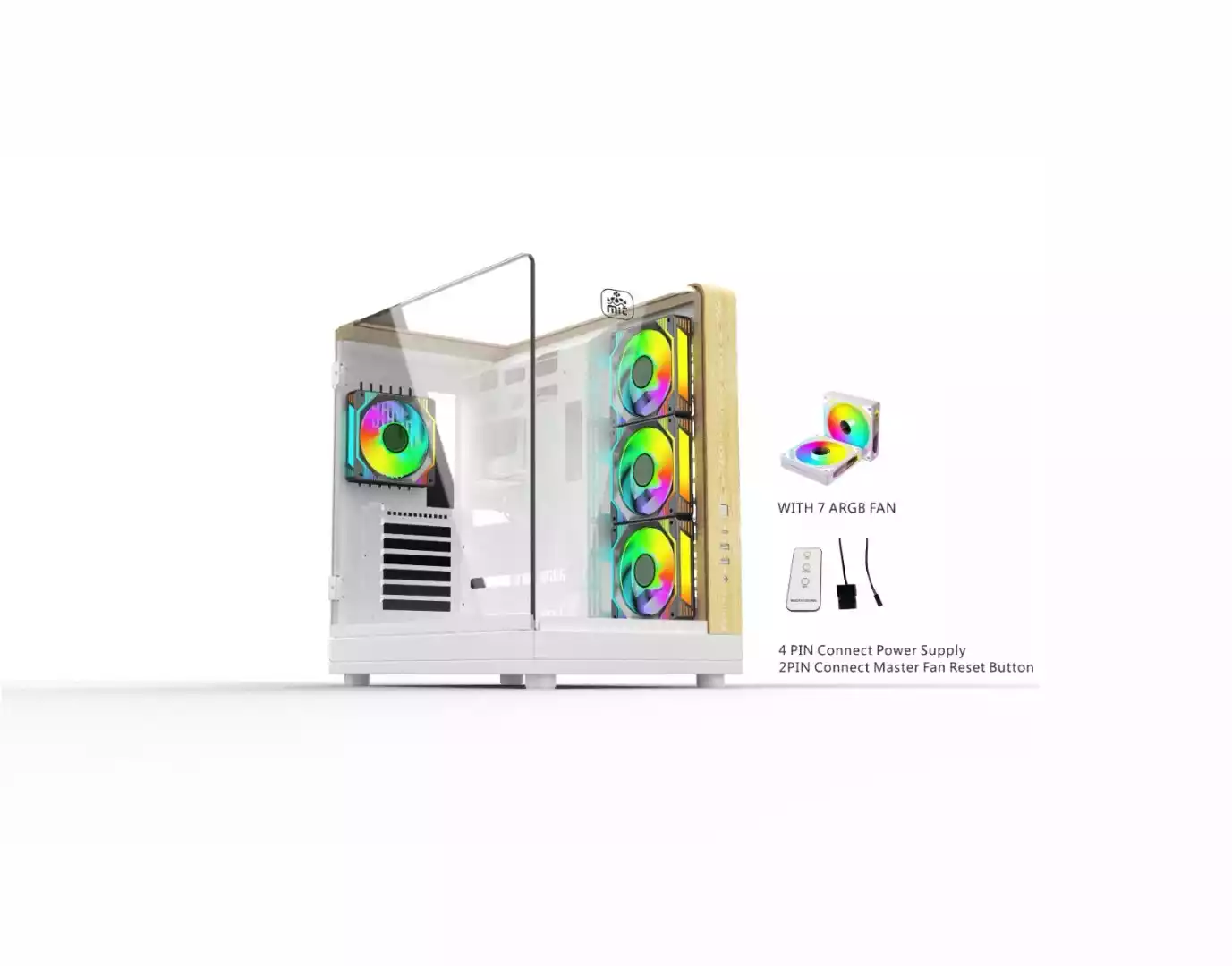 MONARCH AQUA X7 ARGB ATX Desktop Gaming Case (White)