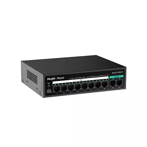 Ruijie RG-ES110FG-P 8-Port 10/100 Mbps and 2-Port Gigabit Unmanaged PoE Switch-gallery-1