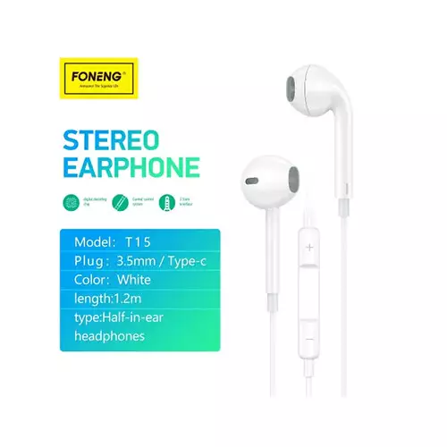 FONENG T15 Half-In-Ear 3.5mm Heavy Bass Earphone-gallery-2
