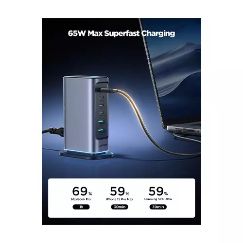 JOYROOM JR-TCM02 65W Gan Multi-port EU Plug Power Station-gallery-2