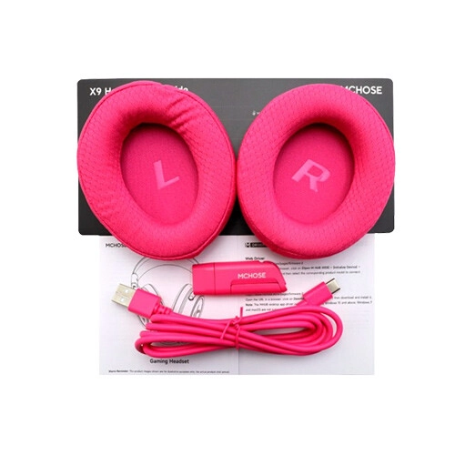 MCHOSE X9 Wireless Gaming Headset (Rose Red) - 2