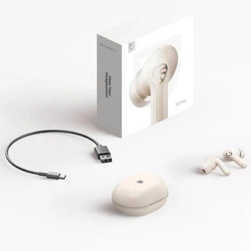 Soundpeats T3 Pro ANC Bluetooth Earbuds - Beige  - 1