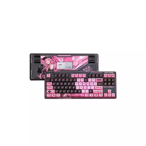 LINGBAO K87 Pro Tri-mode Gasket Structrue Hot Swap RGB Mechanical Keyboard Pink-gallery-2