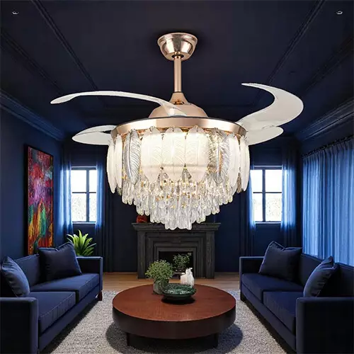 Qulik Q-T8255 48 Inch Decorative Chandelier Ceiling Fan with Light and Remote-gallery-1