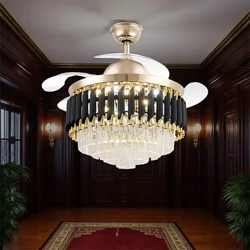 Qulik Q-T7456 48 Inch Decorative Chandelier Ceiling Fan With Light and Remote-gallery-1