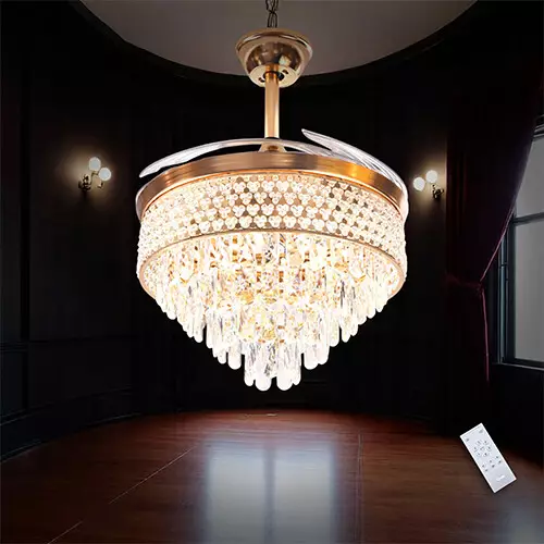 Qulik Q-K6272 48 Inch Decorative Chandelier Ceiling Fan With Light and Remote-gallery-1