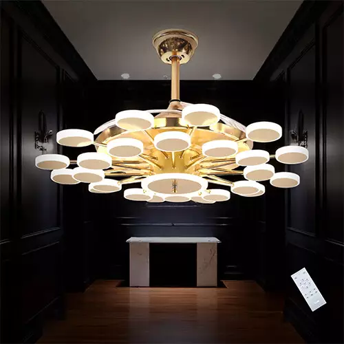Qulik Q-K6291 48 Inch Decorative Chandelier Ceiling Fan with Remote and Light-gallery-1