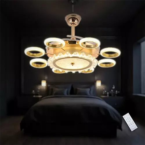 Qulik Q-K6385 48 Inch Decorative Chandelier Ceiling Fan with Remote and Light-gallery-1
