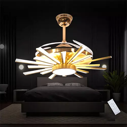 Qulik Q- K6289 48 Inch Decorative Chandelier Ceiling Fan with Remote and Light-gallery-1