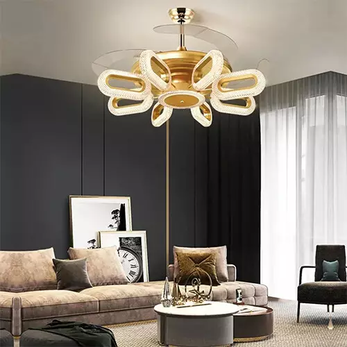 Qulik Q- K6303 48 Inch Decorative Chandelier Ceiling Fan with Remote and Light-gallery-2