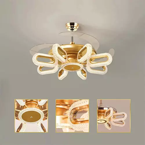 Qulik Q- K6303 48 Inch Decorative Chandelier Ceiling Fan with Remote and Light-gallery-1