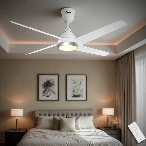 Qulik Alpha Edge 4B 53 Inch Remote Control Under-light Ceiling Fan (Pearl White) - 1