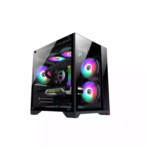 Wintech Skyview X2 ARGB M-ATX Mid Tower Temperred Glass Gaming Desktop Case (Black)