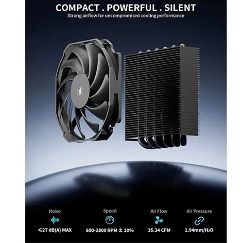 upHere H45K6 Low Profile CPU Air Cooler (Black) - 1