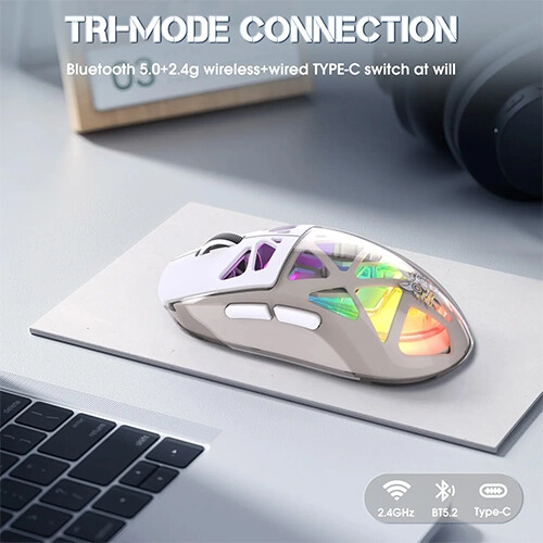 ONIKUMA CW930 3600 DPI RGB Tri-Mode Wireless Gaming Mouse (White) - 3