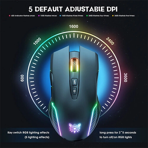 ONIKUMA CW905 3600 DPI 2.4G Wireless Rechargeable Gaming Mouse (Back) - 2