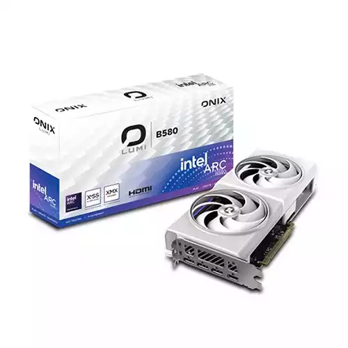 ONIX LUMI Intel Arc B580 OC 12GB GDDR6 ARGB Gaming Graphics Card (White)