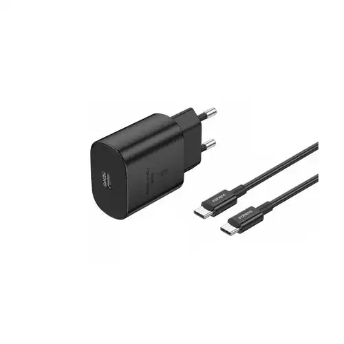 FONENG PD EU51 25W GaN USB-C Wall Charger With Type-C Cable (Black)