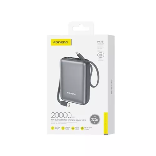 Foneng PX116 20000mAh Mini 22.5W Power Bank with LCD Display-1