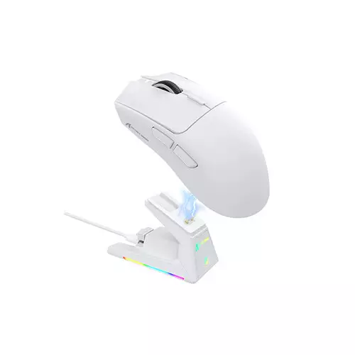 ATTACK SHARK X1 Tri-mode Wireless Gaming Mouse with Charging Dock (White)