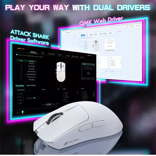 ATTACK SHARK X1 Tri-mode Wireless Gaming Mouse with Charging Dock (White)-gallery-2