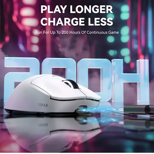 ATTACK SHARK X3 MAX Tri-mode PAW3950 42000DPI Gaming Mouse (White)-gallery-2