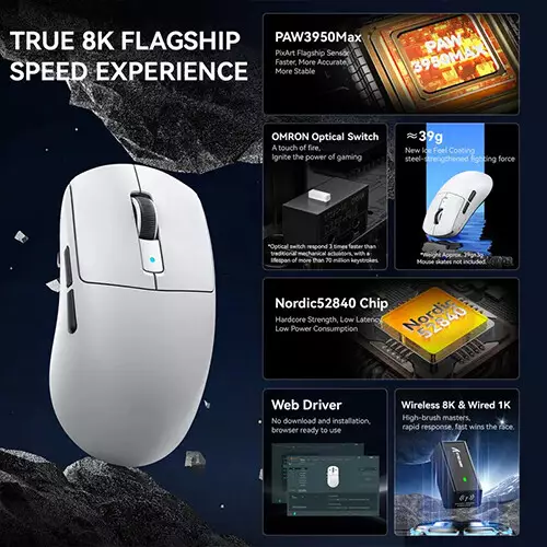 ATTACK SHARK R6 8K Tri-Mode 42000 DPI Gaming Mouse (White)-gallery-3