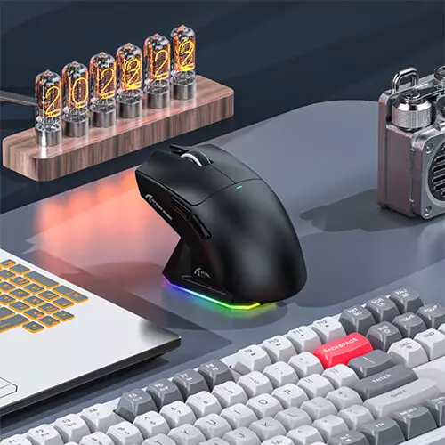 Attack Shark X11 22000DPI Tri-Mode Gaming Mouse with RGB Charging DOCK (Black)-gallery-1