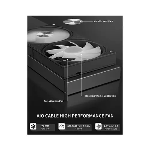 upHere E240KC 240mm ARGB AIO Liquid CPU Cooler (Black)-gallery-2