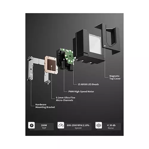 upHere E240KC 240mm ARGB AIO Liquid CPU Cooler (Black)-gallery-3