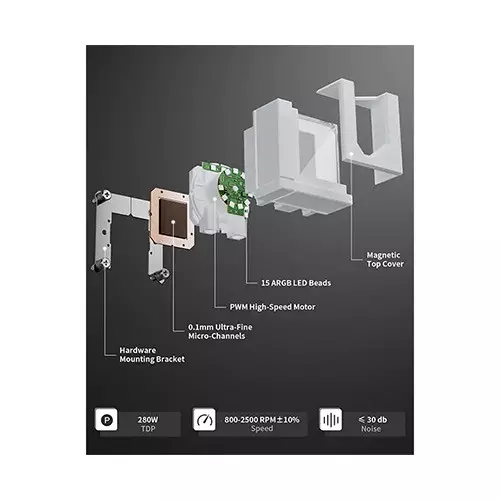 upHere E240TC 240mm ARGB AIO Liquid CPU Cooler (White)-gallery-3