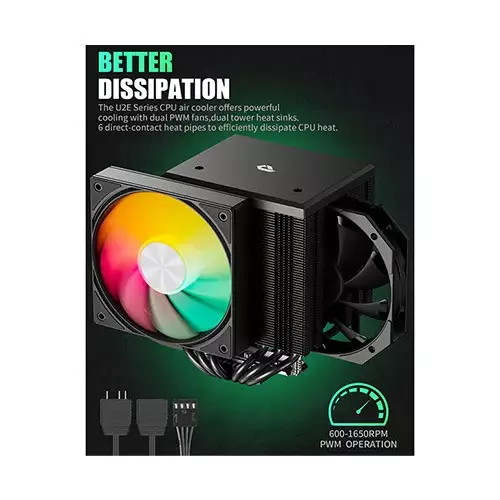 upHere UE2KC6 ARGB CPU Air Cooler (Black)-gallery-1