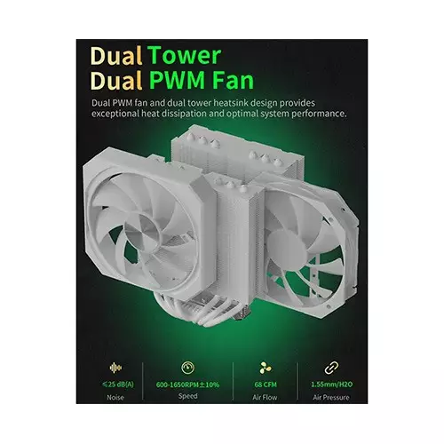 upHere UP2TC8C ARGB CPU Air Cooler (White)-gallery-1