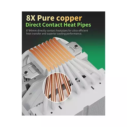 upHere UP2TC8C ARGB CPU Air Cooler (White)-gallery-2